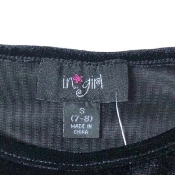 NWT  I.N. Girl Girls Black Glitter Blouse Small - Picture 5 of 6